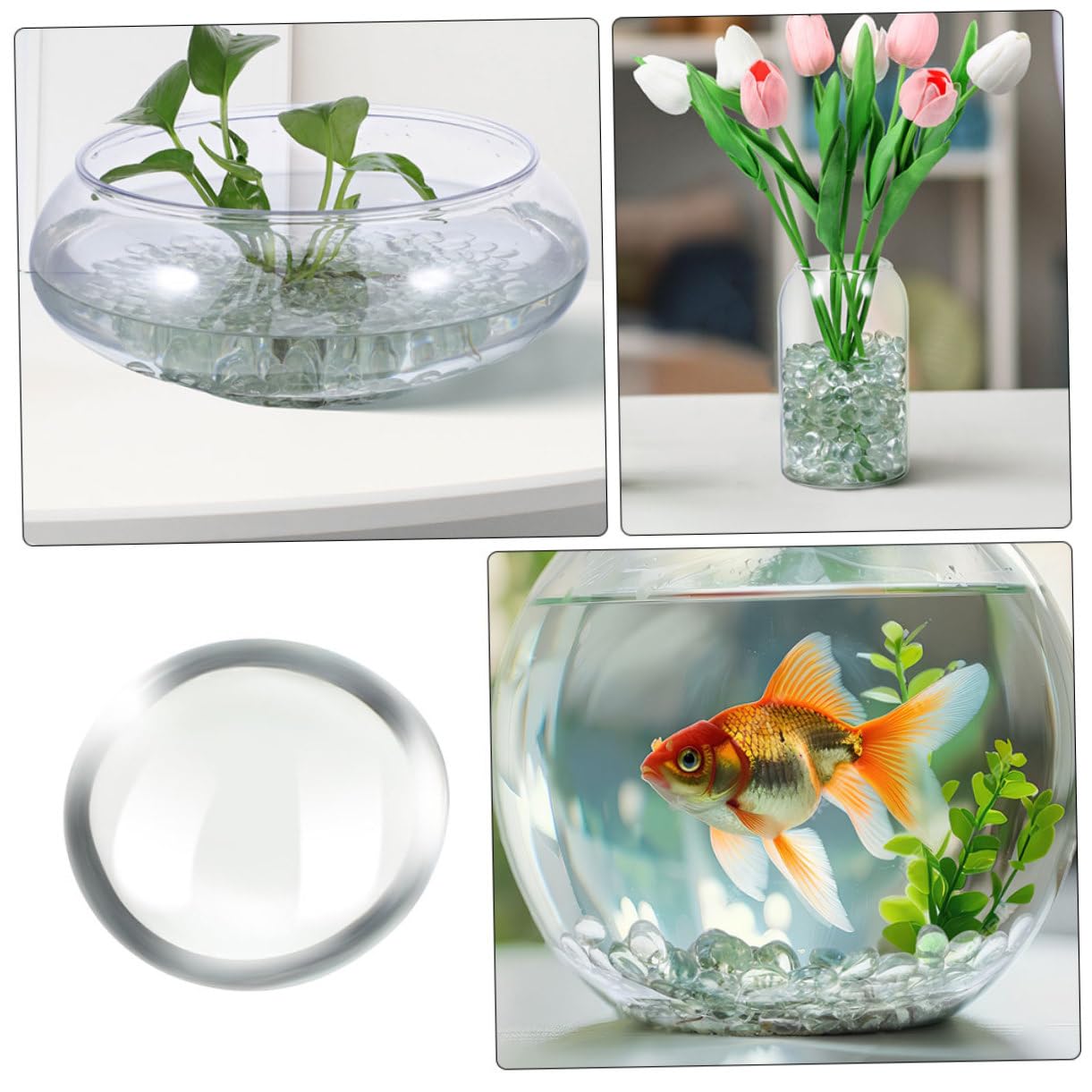 MAGICLULU 300 Stück Flache Glasmurmeln – Klare Glasperlen Dekorative Kieselsteine Füllperlen Für Blumenvasen Tischdeko Für Aquarien Fischtanks Hydrokulturpflanzen