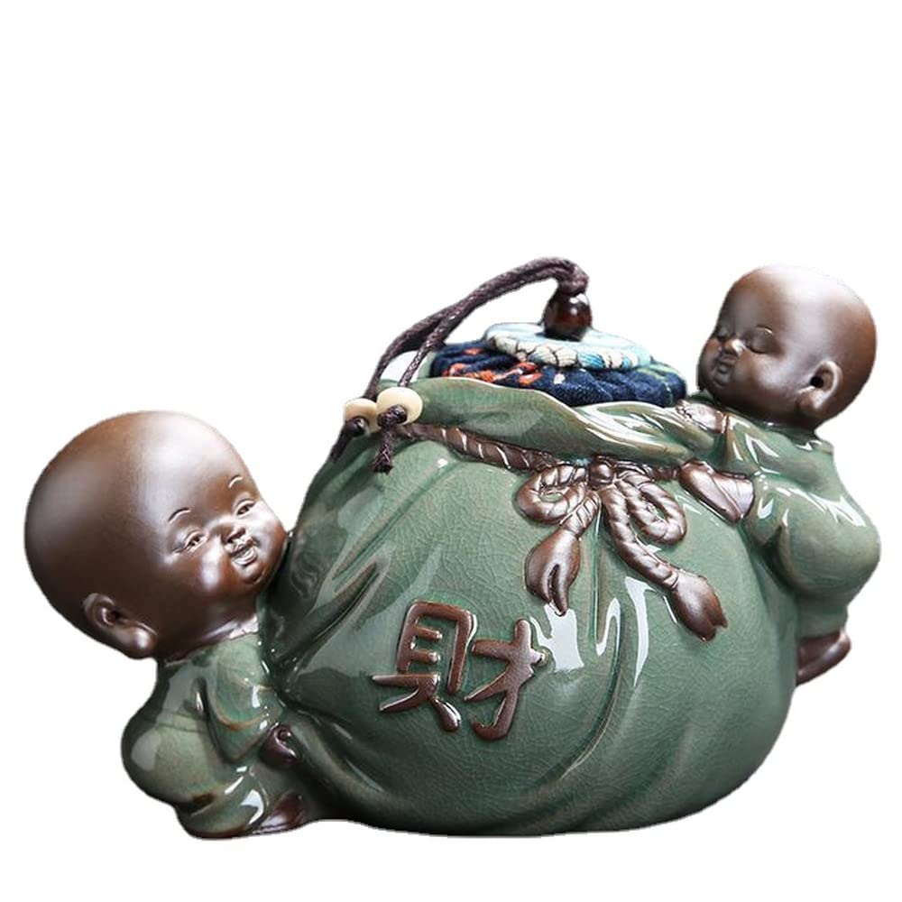 Kawa Pieczęcie Pieczęci Słoik Słoik słoik z fasolą kawy Jar 15 cm chiński ceramiczny mnich herbaty słoik uszczelnione pudełko puer herbata herbata kung fu herbata