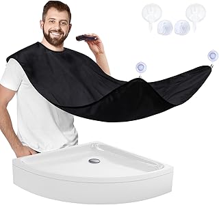 مريلة حلاقة اللحية توفر سهولة تنظيف الحمام مقاومة للماء والالتصاق، هدية مثالية للرجال الزوج والصديق والاب (اسود)