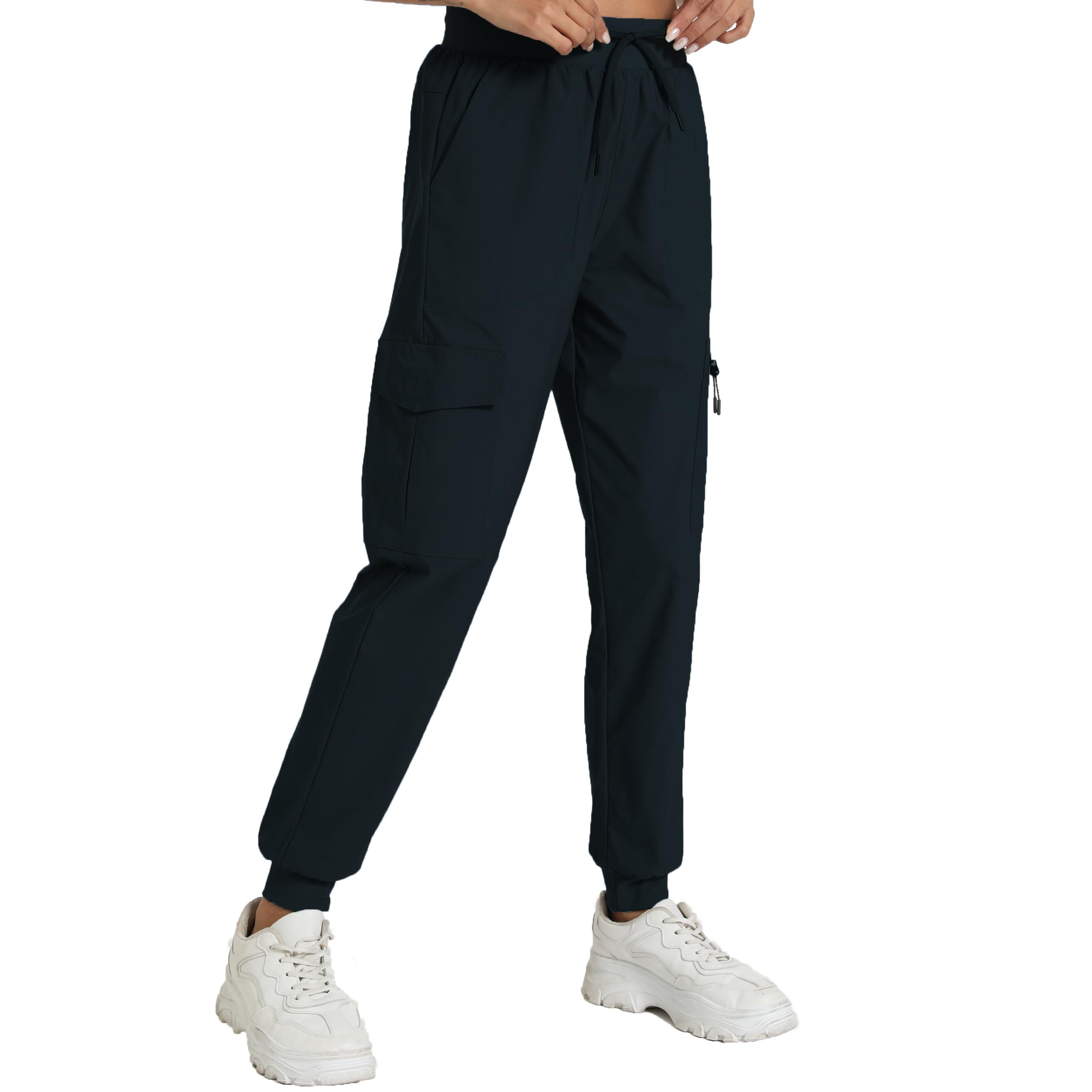 Cargo Pants for Women with Pocket Workout Athletic Joggers Lightweight Casual Travel Outdoor Camping Hiking Pants(Black L)
