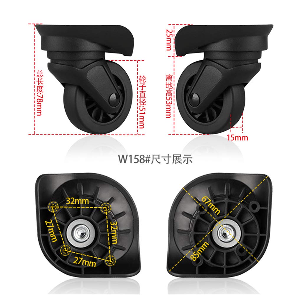 GH8 (DL-W158#) Mute Connected Spinner Wheels for Replacement Luggage Wheels Wear Silent Draw bar Box DIY (4 pcs/Set)