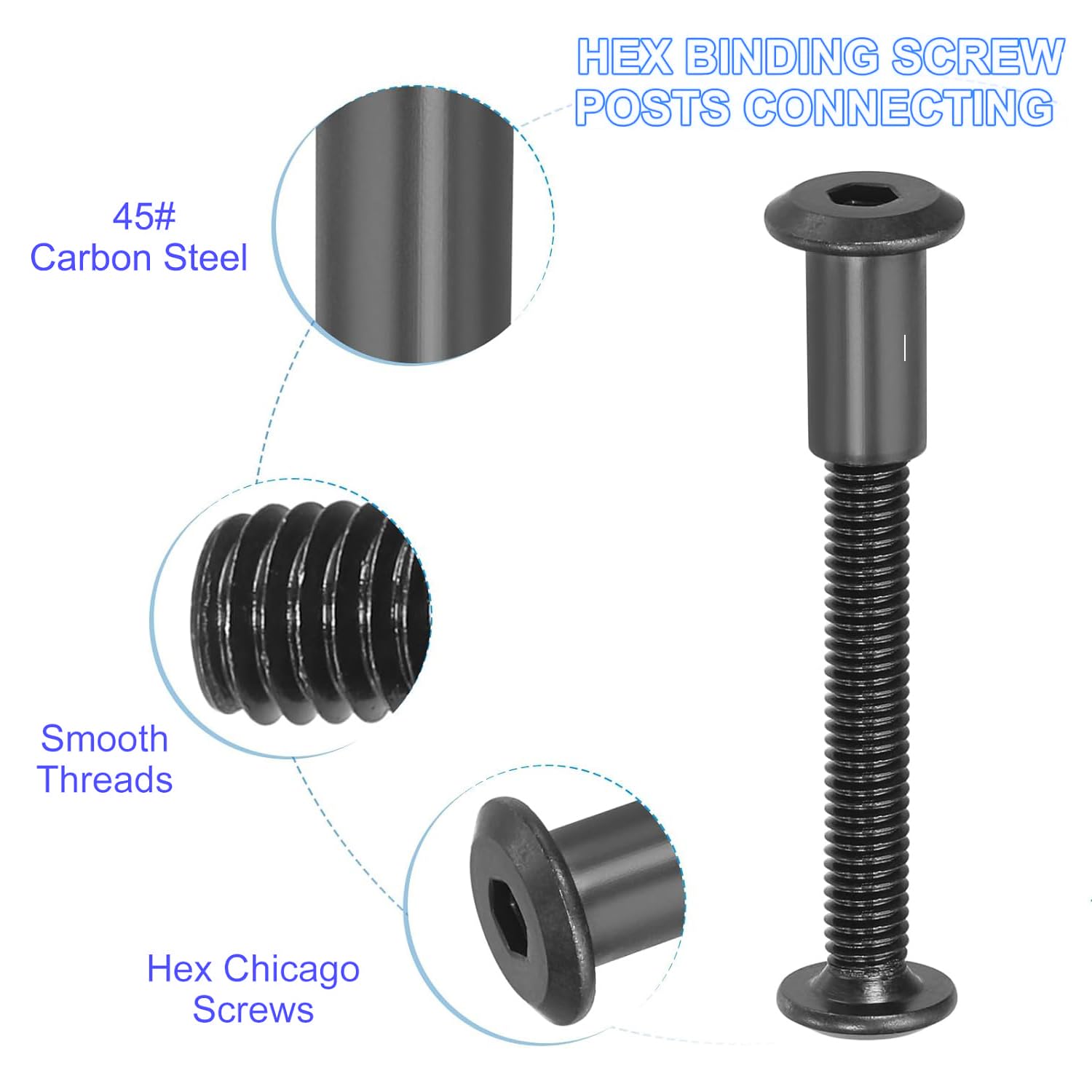 MACHSWON 10 Set Male M6x20 Chicago Screws for 5/16"(8mm) Hole Dia - Image 4