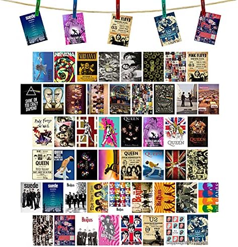 Rock Band Rock Star Rock N Roll Music Poster II 50 PCS Wall Collage Kit Aesthetic Pictures Collage Small Posters Home Dorm Bedroom Wall Decor for Teens and Young Adults 4 X 6 Inch