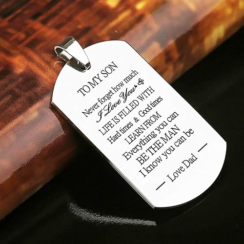 Miniatura 5 de To My Son Dog Tag Military Stainless Steel Pendant Necklace gifts for Men Teen boys,Birthday Graduation Christmas Gifts to Son from Dad Mom
