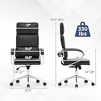Vista 3 de COSTWAY Silla de oficina ergonómica de cuero, silla ejecutiva de computadora con respaldo alto con altura ajustable y función de balanceo, soporte