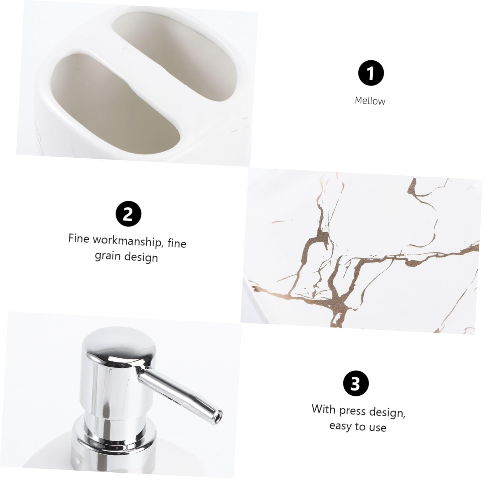 Set Tazza per Risciacquo e Portaspazzolino Bagno 4 Pezzi in Ceramica Bianco | Capacità 350ml, Superficie Liscia e Facile da Pulire, Uso Domestico, Struttura Stabile