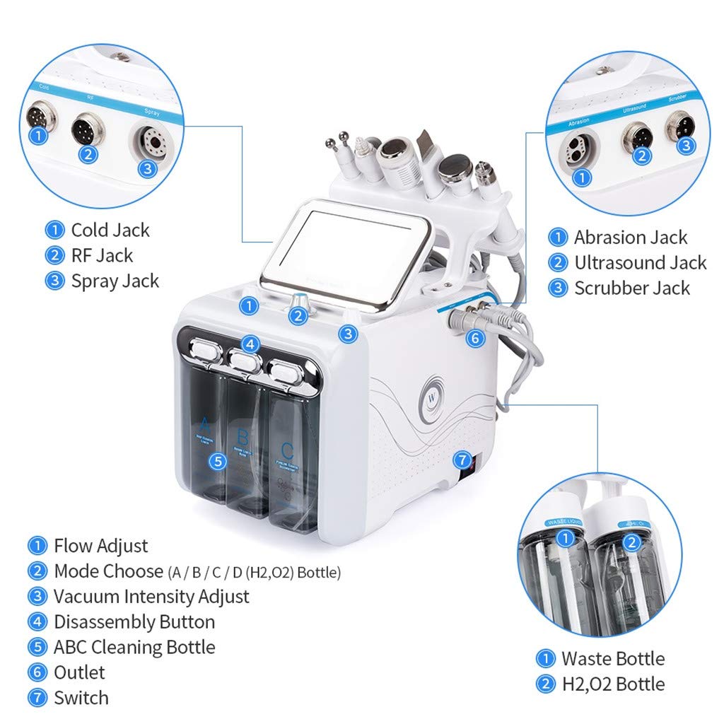 RAXST Hidrógeno y oxígeno Máquina de Belleza, 7-en-1 Profesional Diamante microdermabrasión máquina Peeling Agua Hydro dermoabrasión RF depurador HydraFacial Máquina