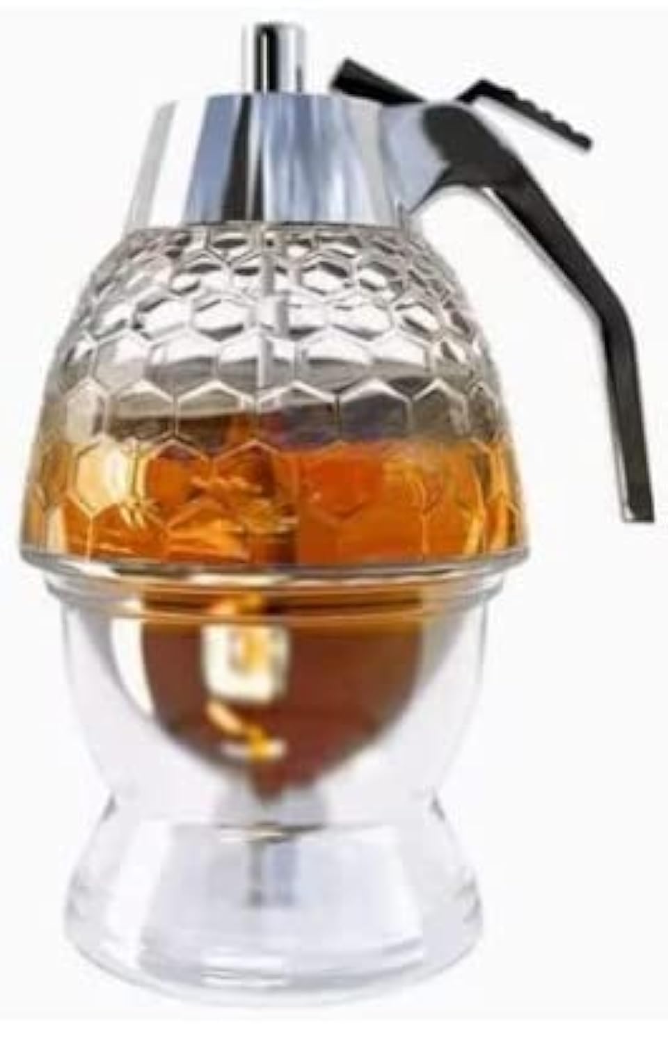 PGT STORE HONEY POT DISPENSER Honey Dispenser No Drip Acrylic - Syrup Dispenser - Beautiful Honey Pot - Honey Jar with Stand