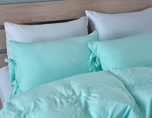 Miniatura 2 de Juego de funda de edredón de microfibra lavada con piedra vibrante de calidad egipcia, tamaño Queen, 3 piezas (1 funda de edredón, 2 fundas de