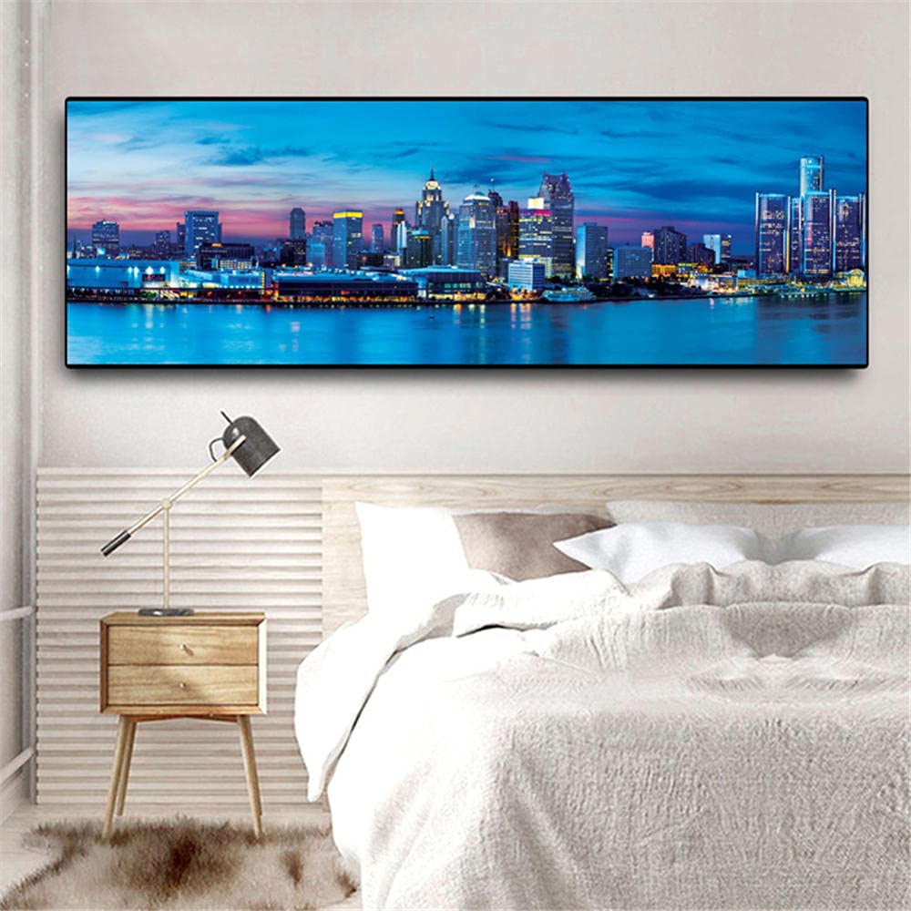 Ville Peinture Diamant 5D Complet Grand Format 70x200cm Strass Carrés DIY