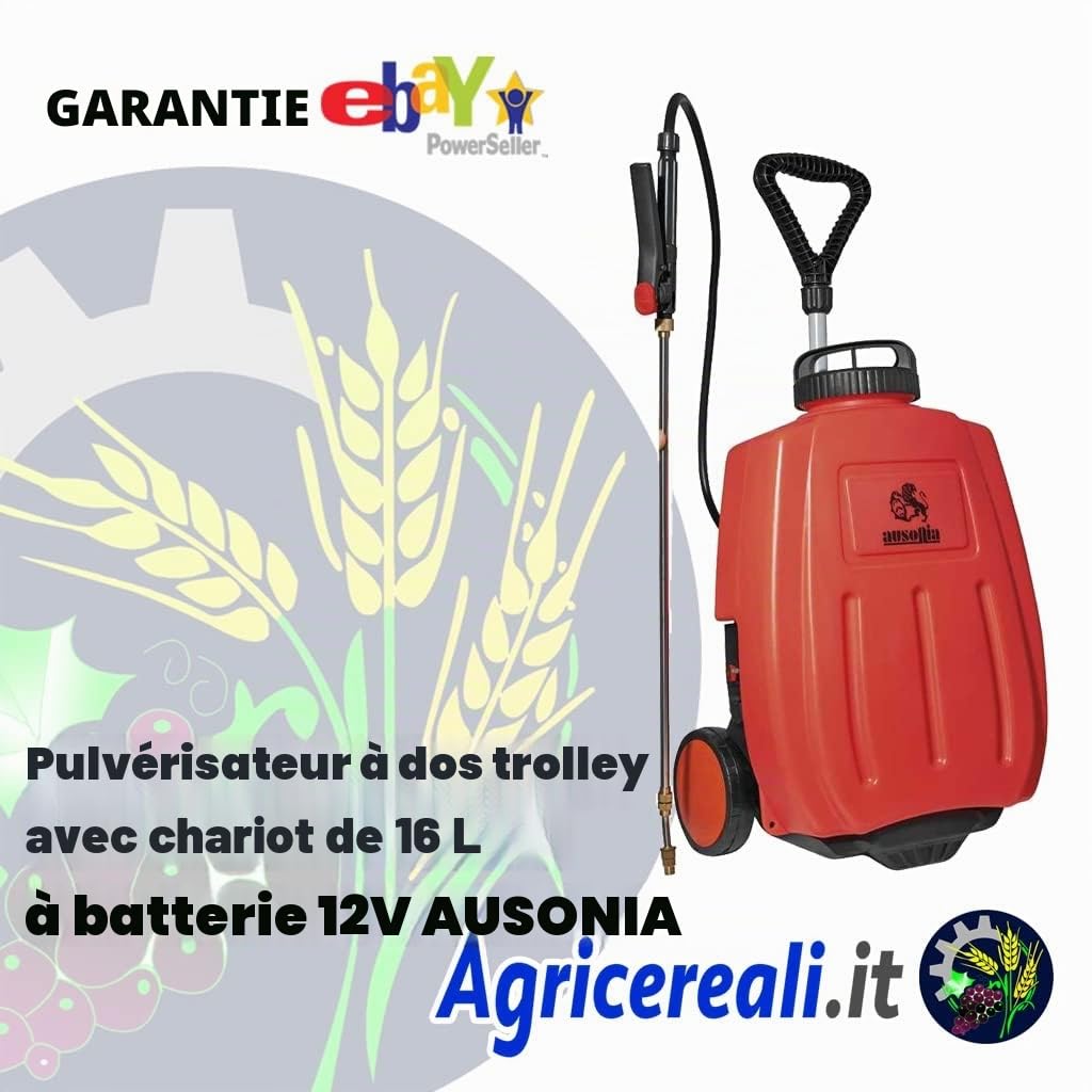 AUSONIA - PULVERISATEUR ÉLECTRIQUE Mobile DE 16 litres Panneau de Commande avec indicateur de Charge de la Batterie et régulateur de Pression de 1,5 à 4 Bars. Batterie 12 V/10 Ah