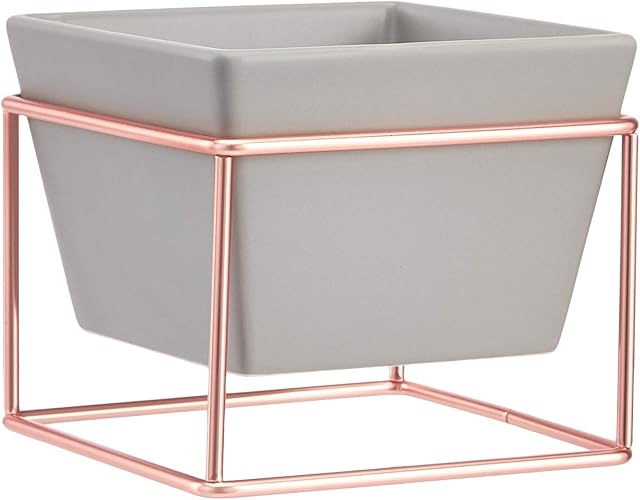 Amazon Basics Tabletop Planter, Square - Grey/Copper