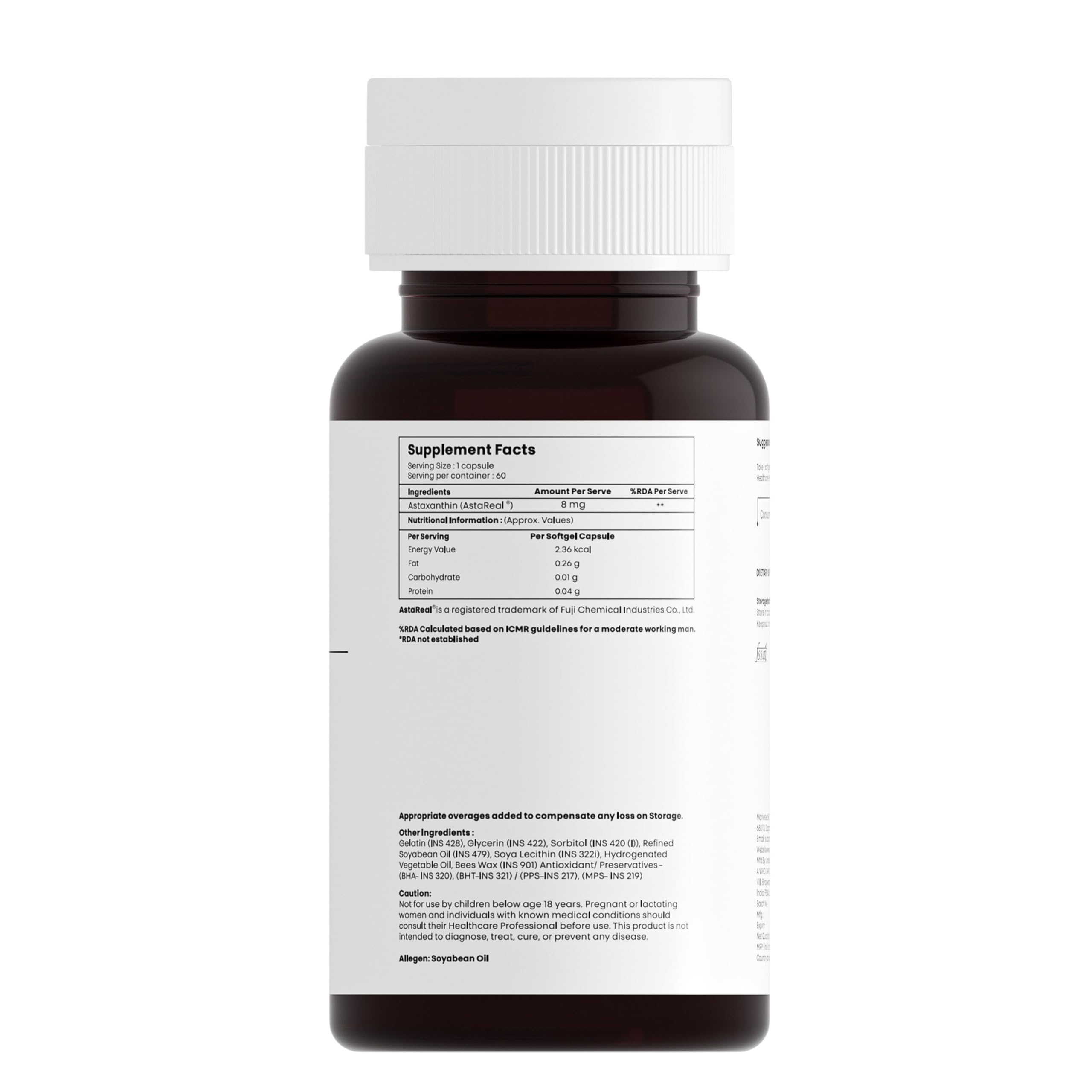 DELETES Astaxanthin 8 mg AstaReal Softgel Capsules – Natural Antioxidant for Skin Radiance, Eye & Immune Support – 60 Count
