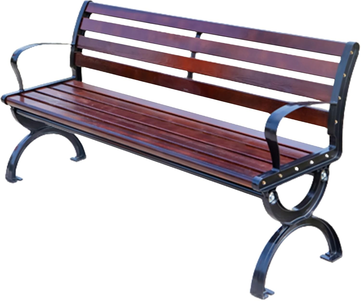 YVYKFZD Outdoor Garden Bench, Cast Aluminum Lightweight Sturdy Patio Bench, Modern Metal Bench Seat, Durable and Comfortable Design, Easy to Assemble for Patio, Garden, Lawn (Color : Solid Wood A, S