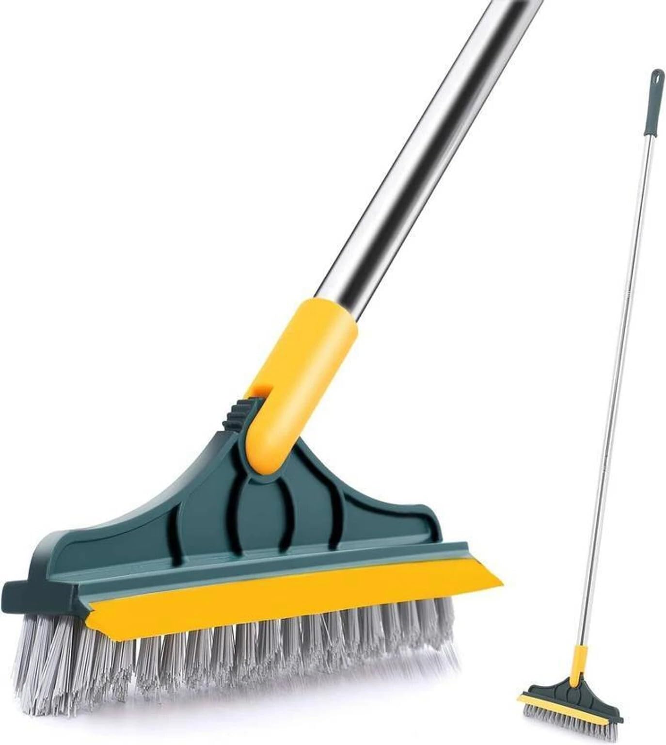 2 in 1 Bathroom Cleaning Brush with Wiper, Long Handle Floor Scrubber, Tile Brush, Floor Brush, Bathroom Cleaner Tool, Floor Scrubber with Squeegee, Water Wiper, Toilet Brush (Green)-image-39