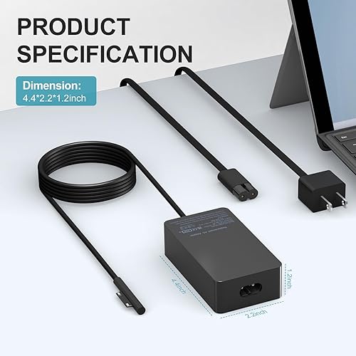 Miniatura 7 de Cargador de portátil Surface de 65 W para Microsoft Surface Pro 11109877+6543X, Surface Laptop 765432, Surface Go 432, Surface Book 321, cargador