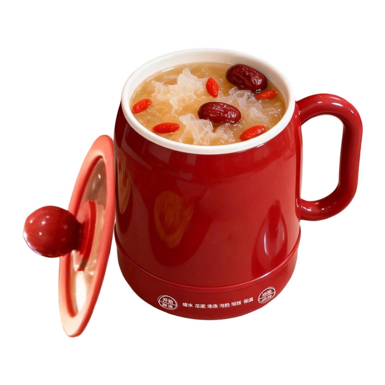 Garnek z pokrywką 6 w 1, 800 ml, ergonomiczny uchwyt, nieprzywierająca | Elektryczny wolnowar garnek do gotowania na owsiankę mleko herbata dom kuchnia mieszkanie podróż kemping wycieczka
