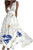 Generic Flowy Dresses for Women Deep V Neck Cute Sleeveless Long Dress Elegant Sexy Floral Dresses Swing Maxi Casual Dress