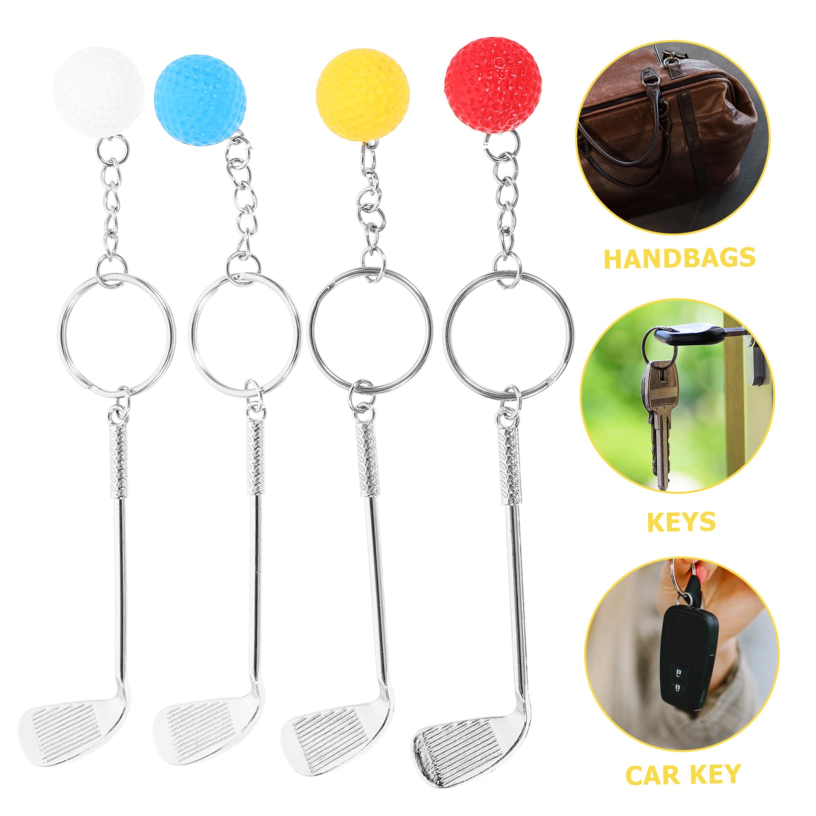 VANZACK 4 Piezas De Golf Colgante Llavero Llavero Divertidos Favores De Fiesta De Golf Decoración De Llaves De Golf Llavero Pequeño Colgante De Bola De Golf Llavero