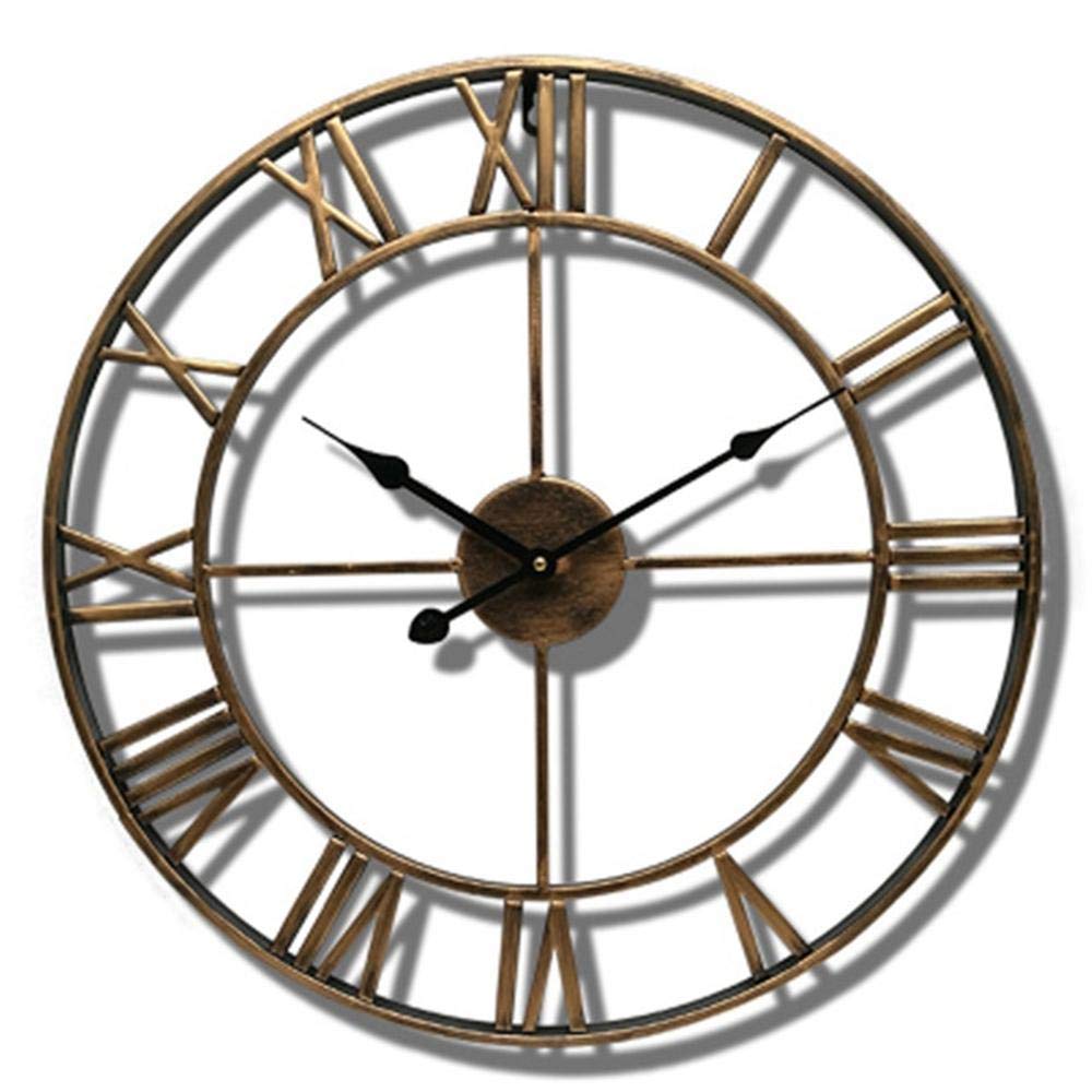 Garden Clocks Outdoor Waterproof, Roman Numeral Indoor and Outdoor Clocks for The Garden Wall Mounted Metal Precision Mute Pendant Outside Clock Battery Powered Round 4(A)