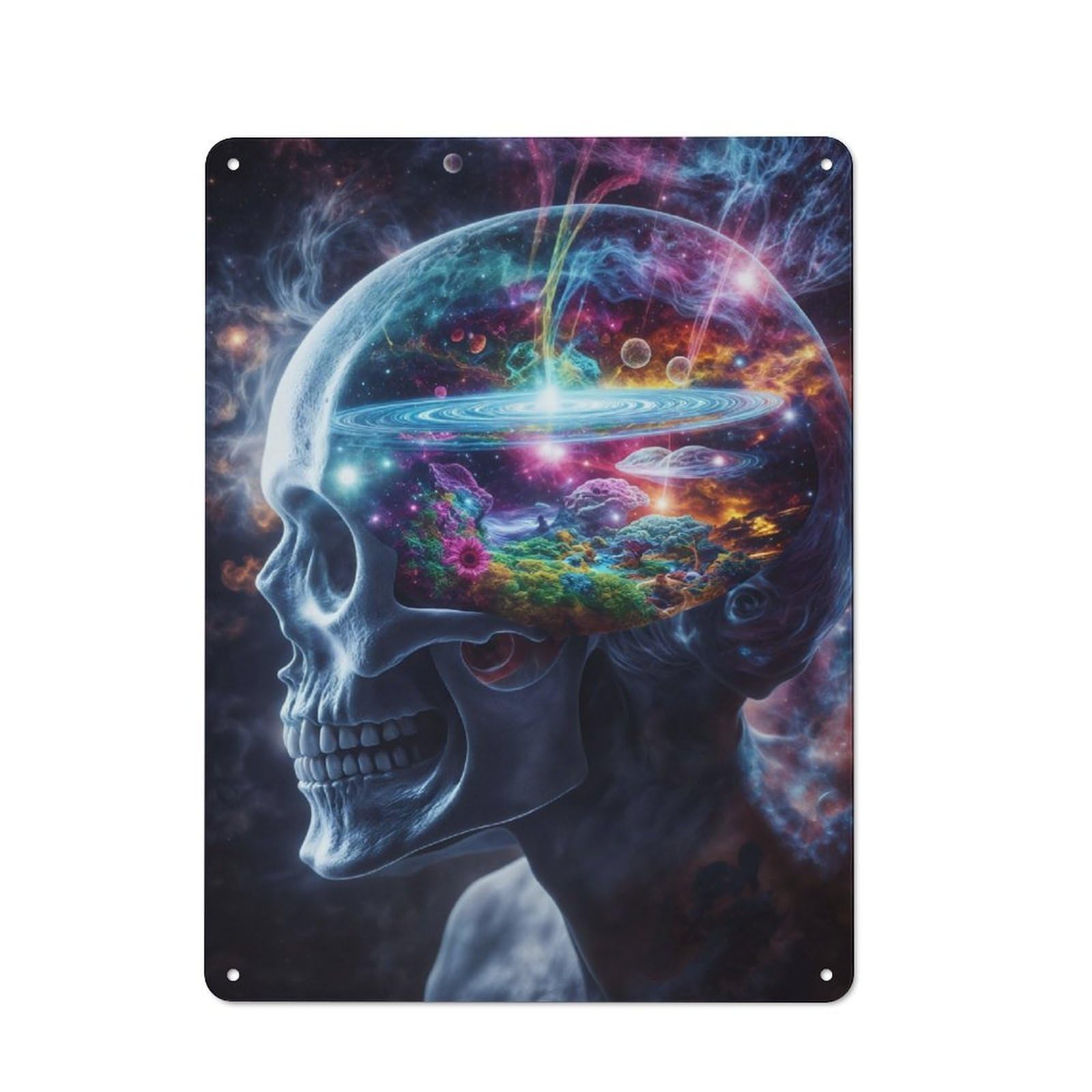Junmoney Cosmic Visionary Skull 40X30cm Retro Metal Sign With For Café Or Restaurant, For Collectors Decorating Cafés And Restaurants
