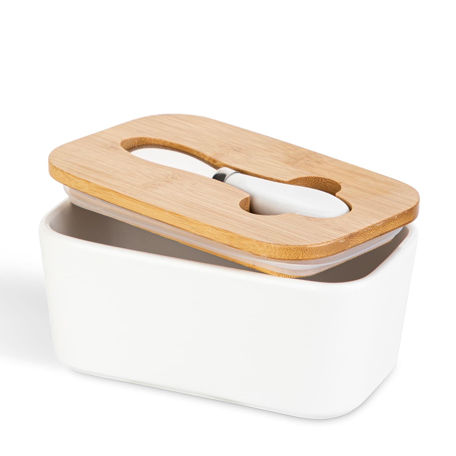 Portaburro In Ceramica Con Coperchio In Legno – Contenitore Ermetico Per Burro, Formaggio O Spezie