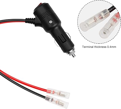 Miniatura 3 de GELRHONR Enchufe macho de repuesto para encendedor de cigarrillos de 12 voltios con cables y luz LED, cable de extensión de encendedor de