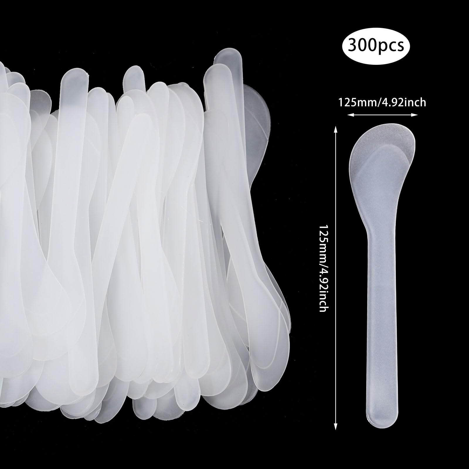 beinkmake 300Pcs Cosmetic Makeup Spatulas 5 inch Facial Skincare Face Creams Spatula Portable Plastic Tools for Mixing and Sampling Translucent - Image 2