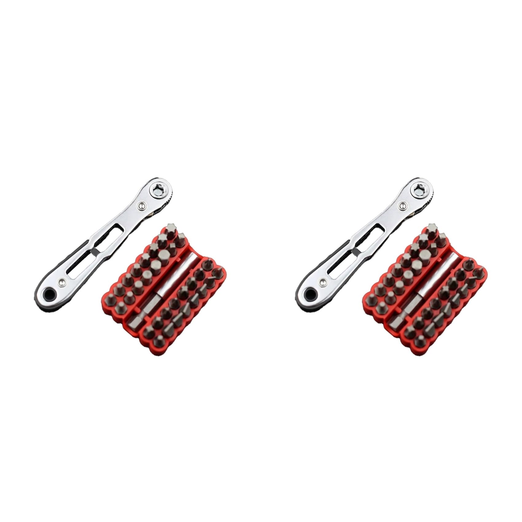 Jnchdghwa As Shown 2X Mini Ratchet Wrench Set 34-In-1 Dual-Direction 36-Tooth Steel Hex Torx Bits Non-Electric Screwdriver Diy