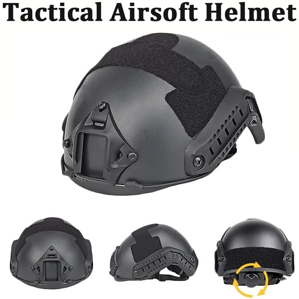Airsoft Helm Set, Fast Helm Set mit Multicam Airsoft Helm Abdeckung & Militär Headset Adjustable Taktik Fast Protection Helm für Airsoft Paintball Outdoor Jagd B L