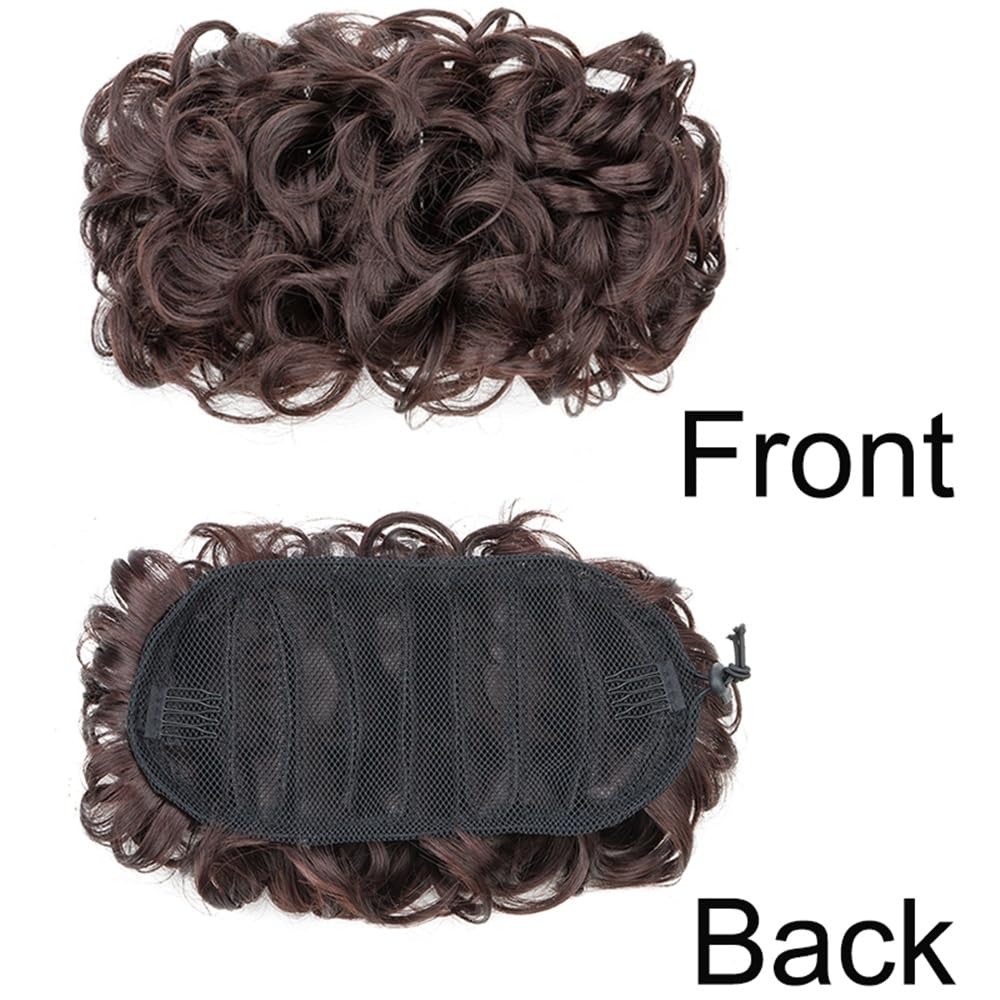 Chignon sintetico riccio con coulisse, chignon scrunchie con clip, chignon soffice e spettinato(2M33)