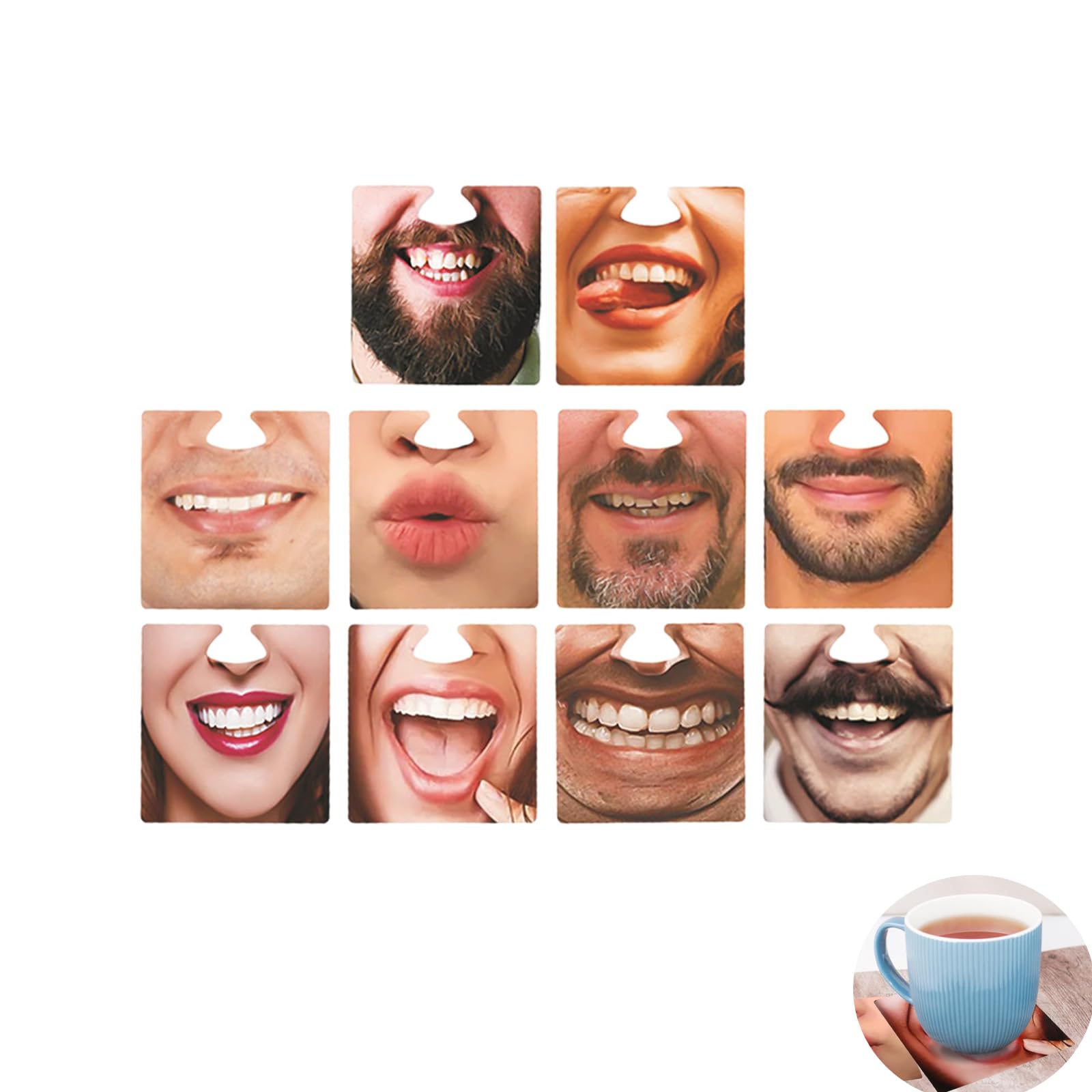 Yeenano Beer Coasters, 10 PCS Funny Face Photo Coasters, Recyclable Cardboard Drinks Mats, Multicolored, Paper, Square