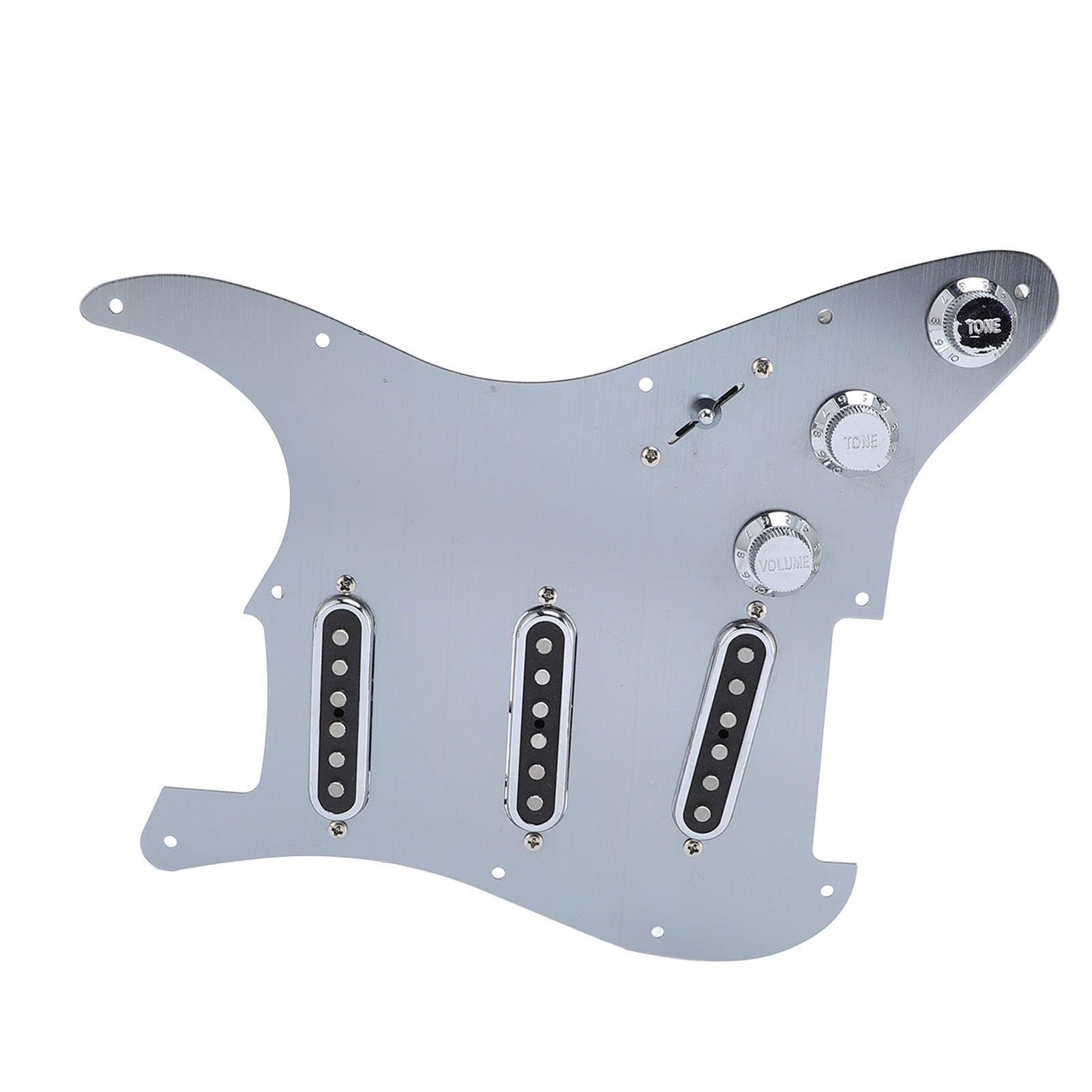 Golpeador SSS de Aleación de Aluminio, Golpeador de Guitarra con 11 Agujeros, Protectores de Púas de Guitarra Monobobina de Aleación de Aluminio, Reemplazo de Placa Rayada, Cargado SSS