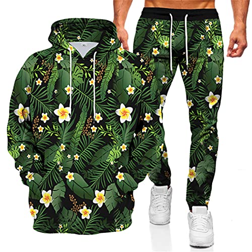 Ensemble sweat à capuche et pantalon 3D imprimé floral décontracté Lmst5165