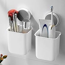 ESPERO Plastic Tooth Brush Holders for Bathroom | Wall Mounted Toothbrush Holder | Toothbrush Holders for Toothbrushes | Bathroom Shelf for Wall (2, White, Wall Mounted)