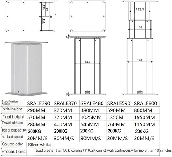 200 kg Three-Section Electric Lifting Column for Industrial Automation(SRALE480)