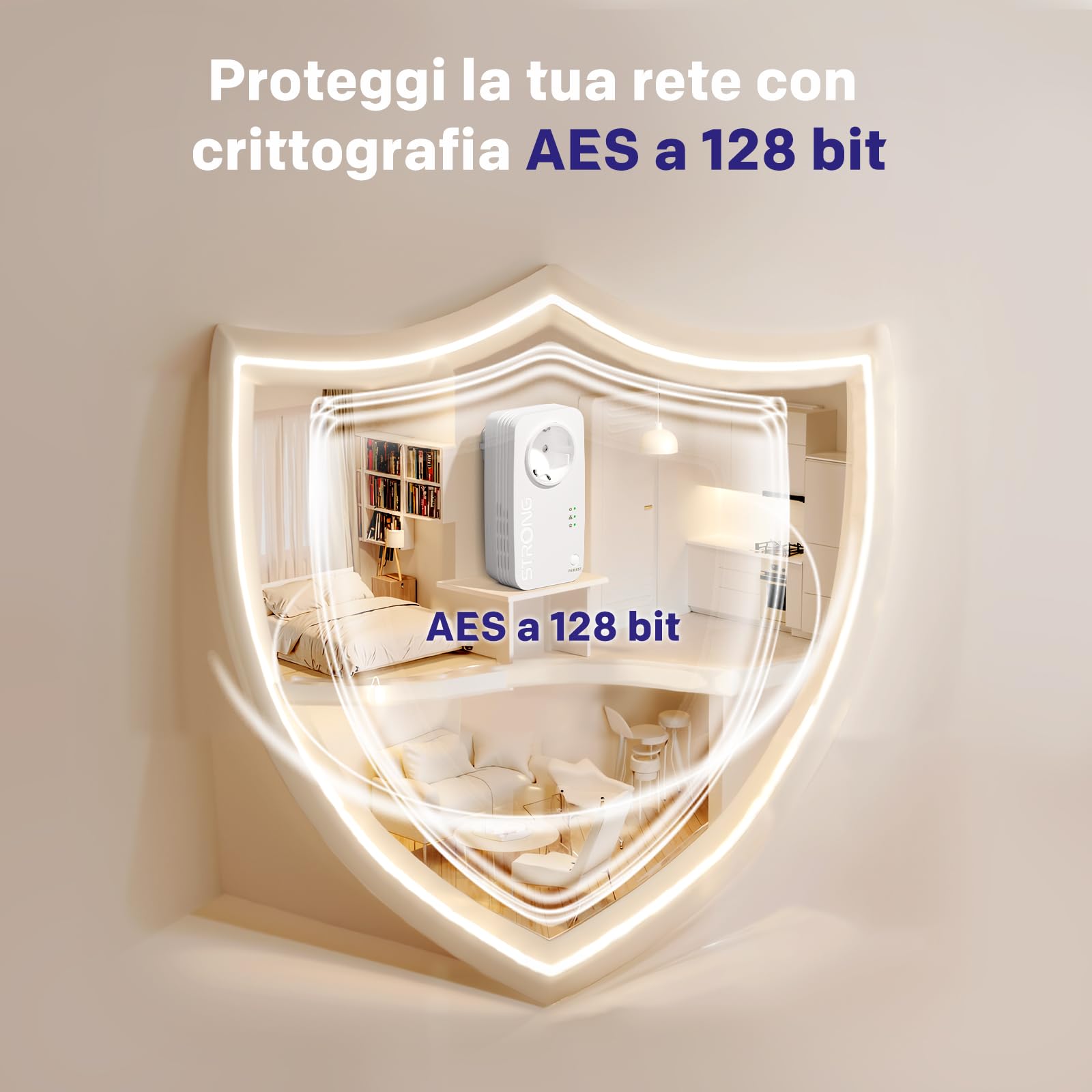 STRONG AV1000Mbps Kit Powerline con Pass Through, Presa Integrata, Ripetitore Powerline Ethernet HomePlug AV2, Porte Gigabit, Plug & Play, Compatibile con Router, Modalità Risparmio Energe (PL1000S)