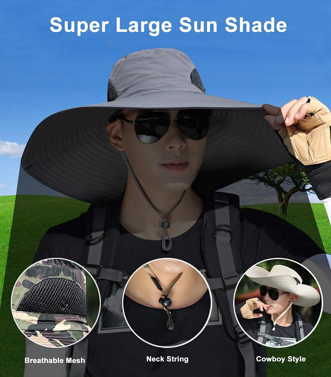6" Wide Brim Sun Protection Hat Outdoor Unisex Bucket Hats for Hiking Beach Fishing Safari Garden Lawn Yard Work Kayaking - Image 6