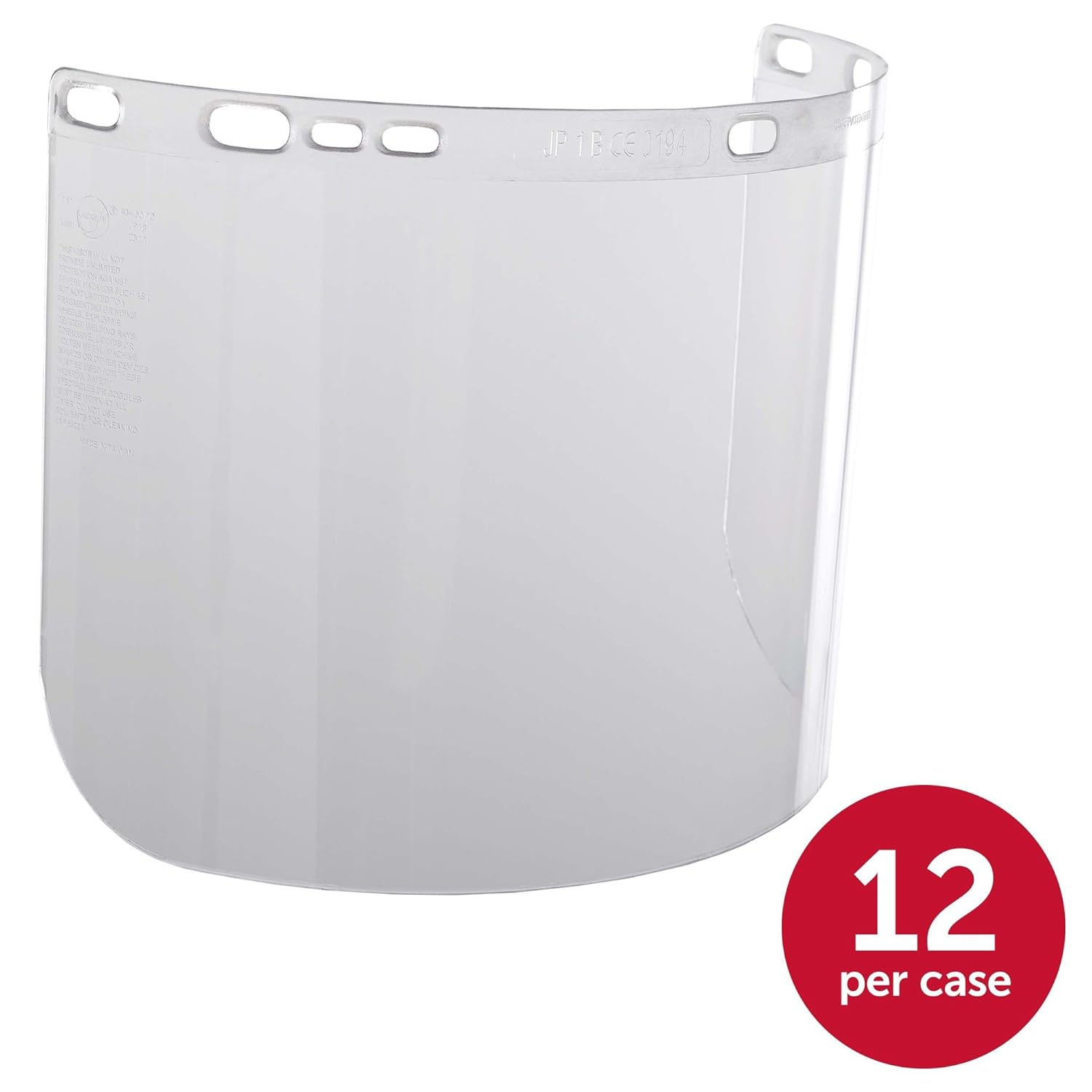Jackson Safety Faceshield Window for Jackson Safety Headgear, 8" x 15.5" x 0.06", Polycarbonate, Unbound, Clear (Case of 12), 29087