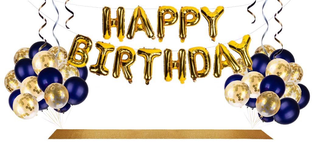 Buy 50pc Navy Blue and Gold Party Decorations Kit 12 inch Blue Balloons & Gold Confetti