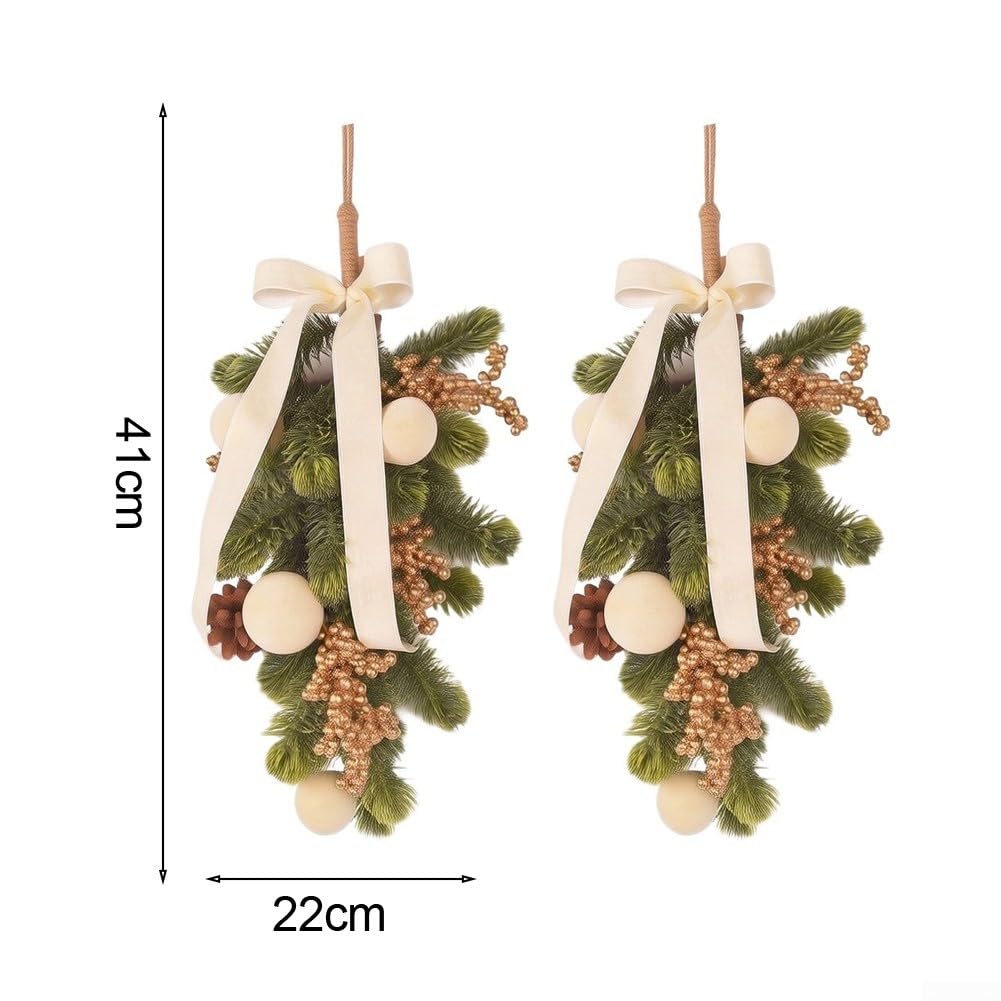 Künstlicher Weihnachtskranz 41cm Plastik Beeren für deko Künstlicher