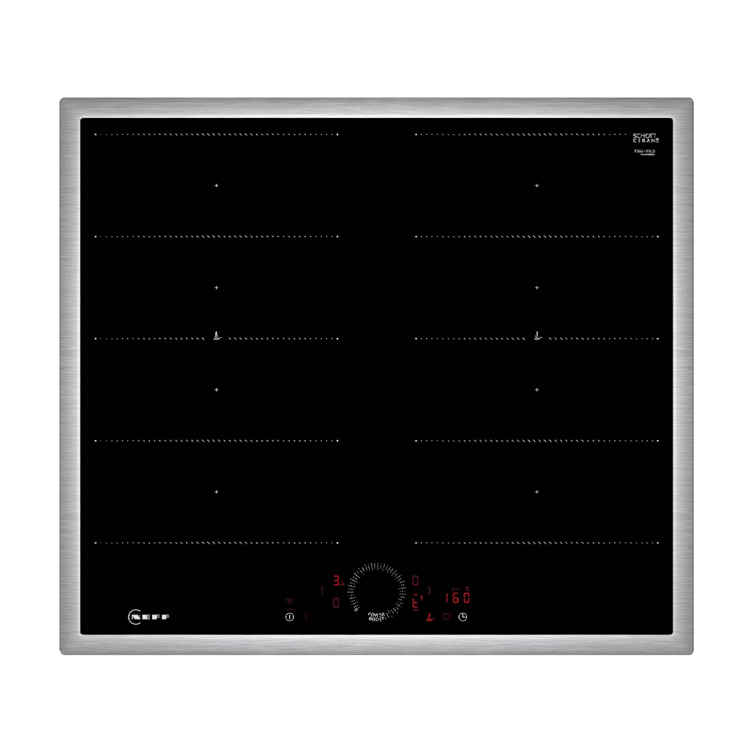 Neff T66SHE4L0 Piano Cottura A Induzione Autosufficiente 60 Cm - N70 Con Twist Touch - FlexInduction - Home Connect - Nero Con Telaio