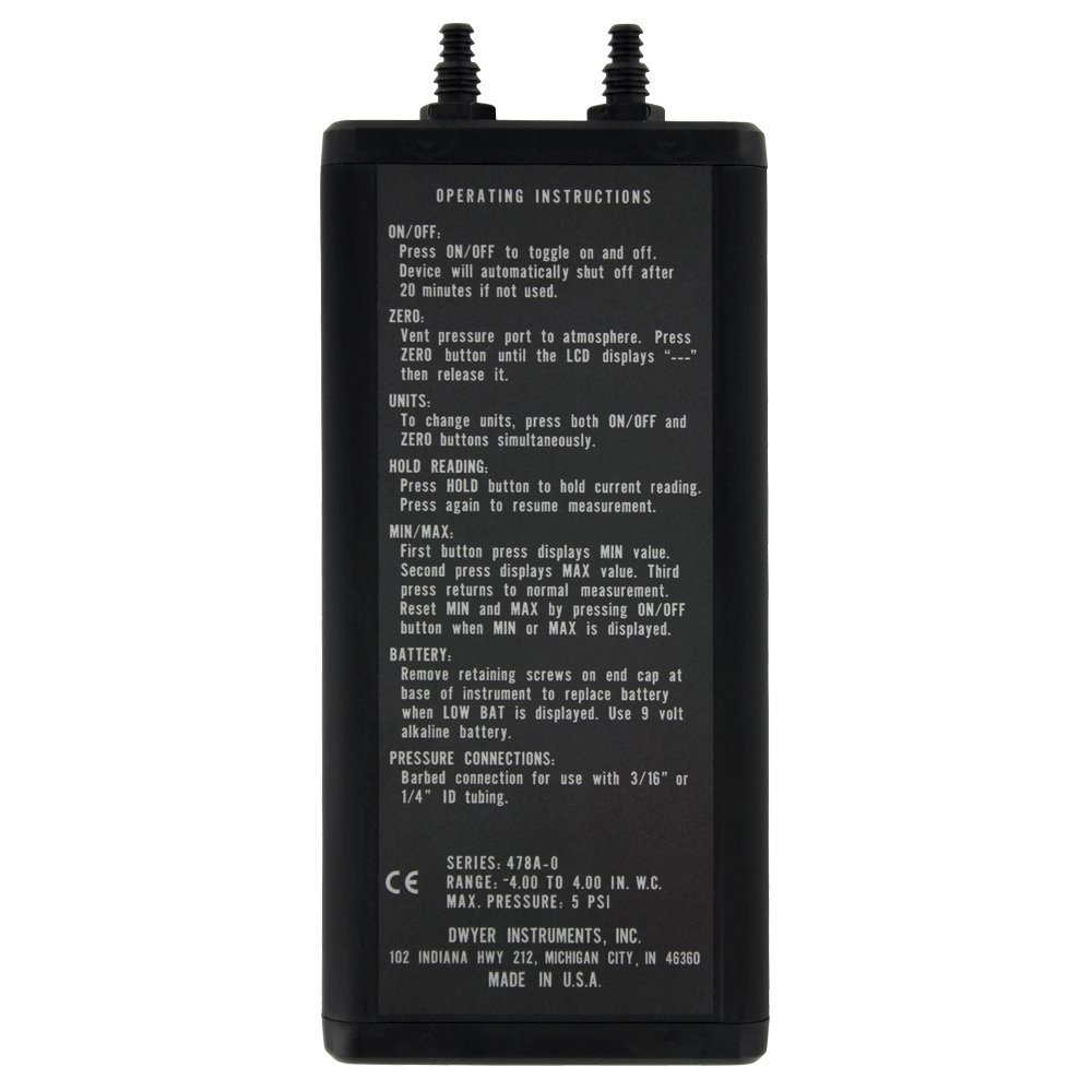 Dwyer Series 478A Differential Pressure Digital Manometer, -60.0 to 60.0