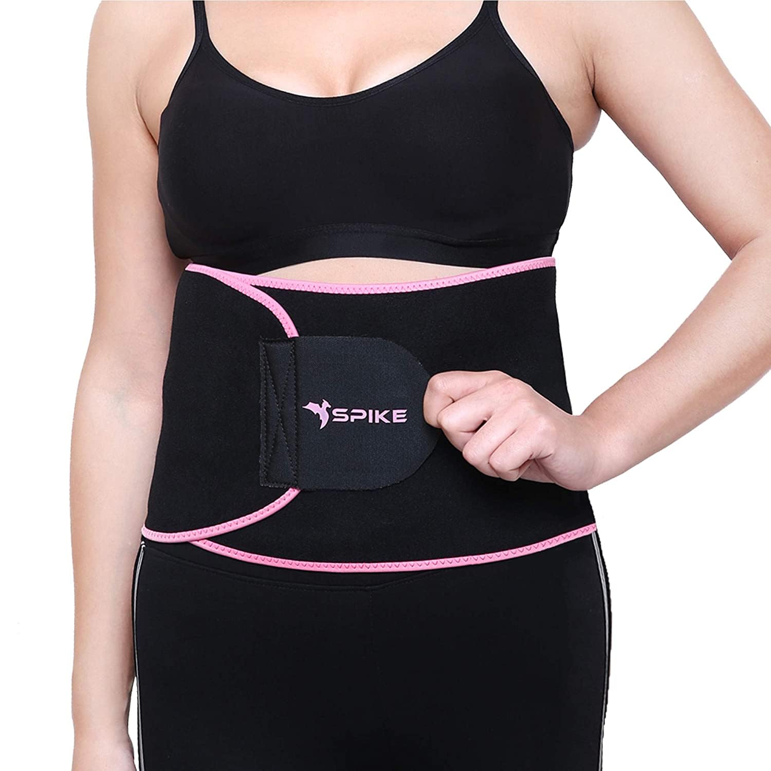 SPIKE Cinturón delgado de sudor para hombres y mujeres, reductor de abdomen, faja moldeadora de cuerpo, sauna, entrenador de cintura, cinturón de sudor ajustable