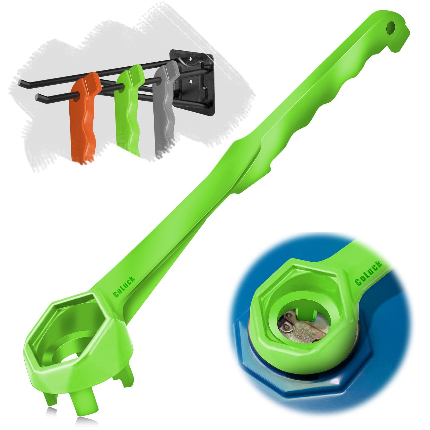 Drum Wrench, Aluminum Gallon Bung Wrench Barrel Dung Wrench Drum Opener Tool for Opening 10 15 20 30 50 55 Gallon Drum, Fits 2 inch and 3/4 inch Drum Plug Green