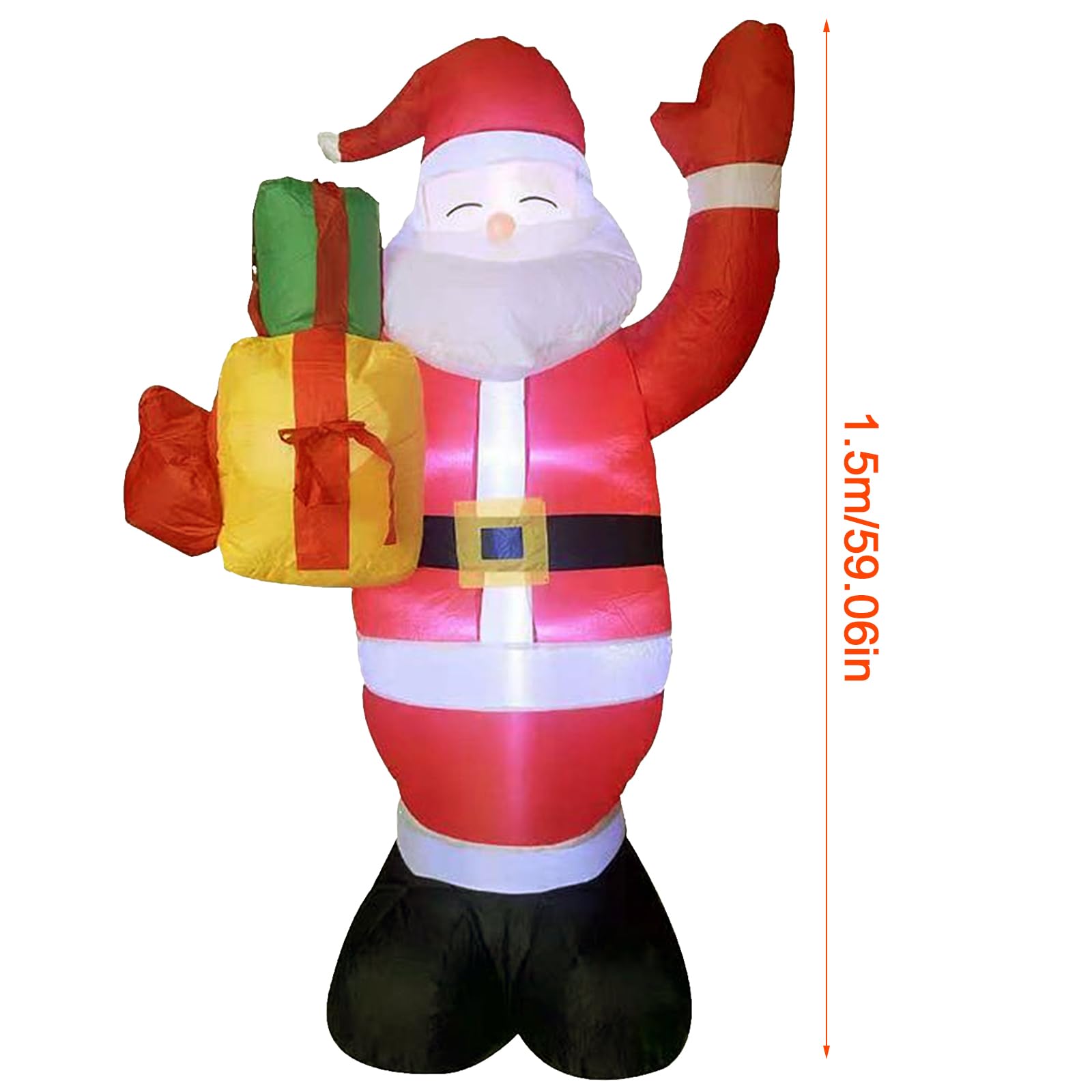 150CM Aufblasbarer Weihnachtsmann mit LED Licht Riesige Aufblasbare Weihnachtsmann,Dauergebläse Innen und Außenbereich, Weihnachtsmann Party Weihnachtsaufblasbare Gartendekorationen