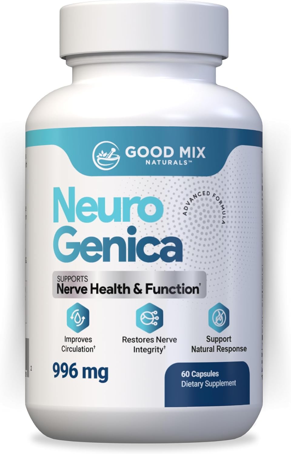 Good Mix NaturalsNeuroGenica - 60 Capsules - Balanced Nutrient Formula with Benfotiamine 300mg, B12, Folate, Vitamins C & D3 - Vegan, Soy-Free - Made in USA