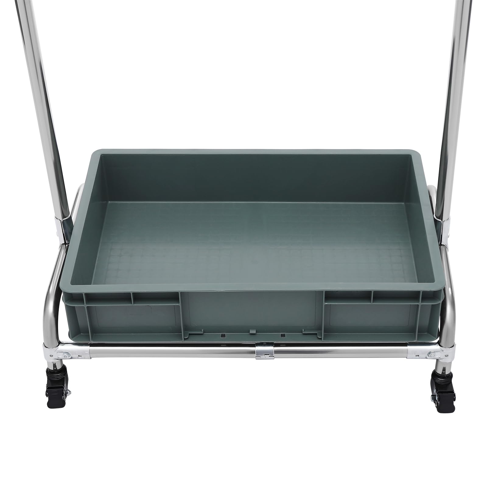 Soporte para escobas y aparatos, soporte para herramientas de jardín, soporte para fregona, con ruedas, 12 ganchos, 10 ranuras, acero inoxidable, 66 x 42 x 110 cm
