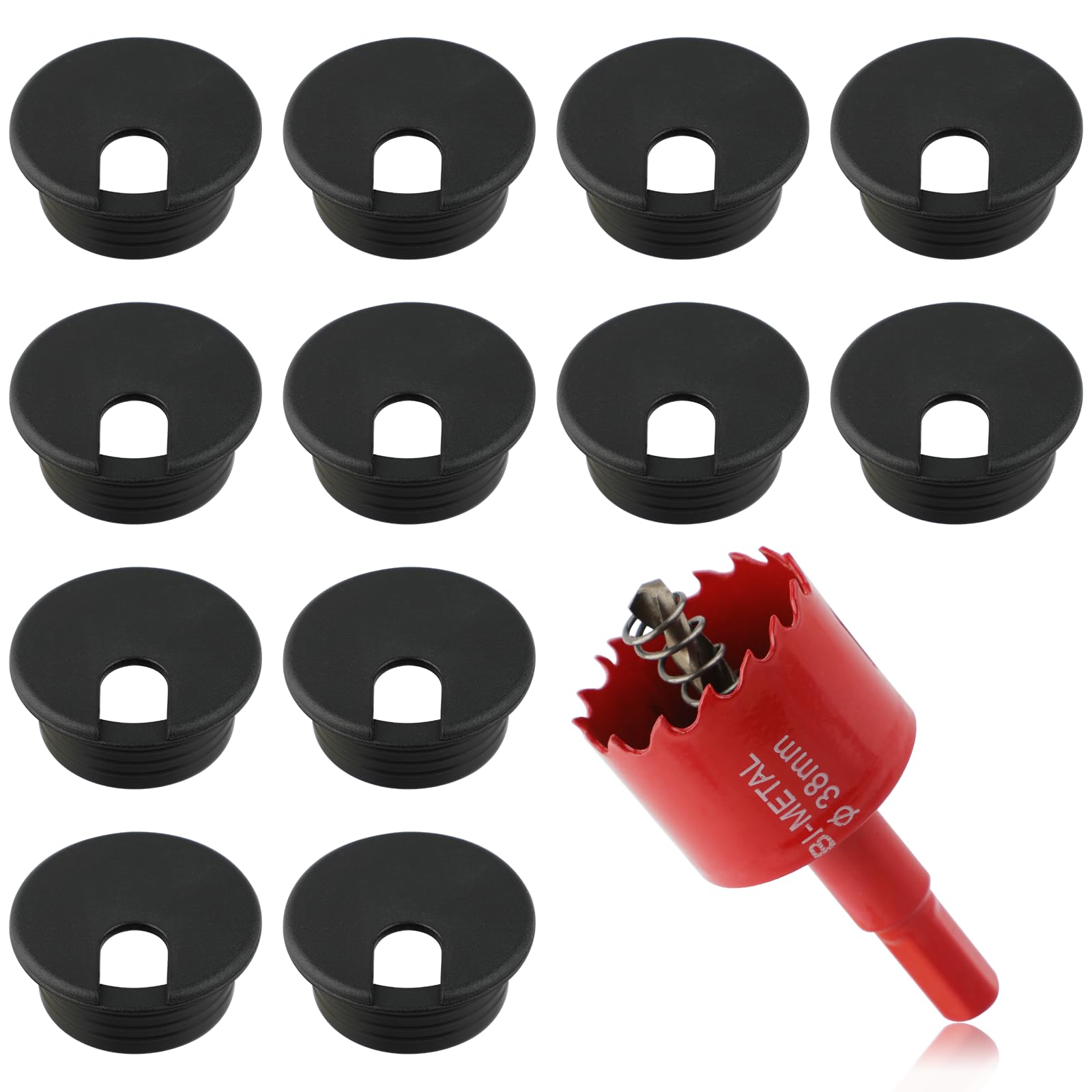 1.5 Inch(38mm) Desk Grommet,13 Pieces Wire Grommet, Desk Hole Cover for Cables with Hole Saw,Plastic Cable Cord Wire Hole Cover for Desk, Table,