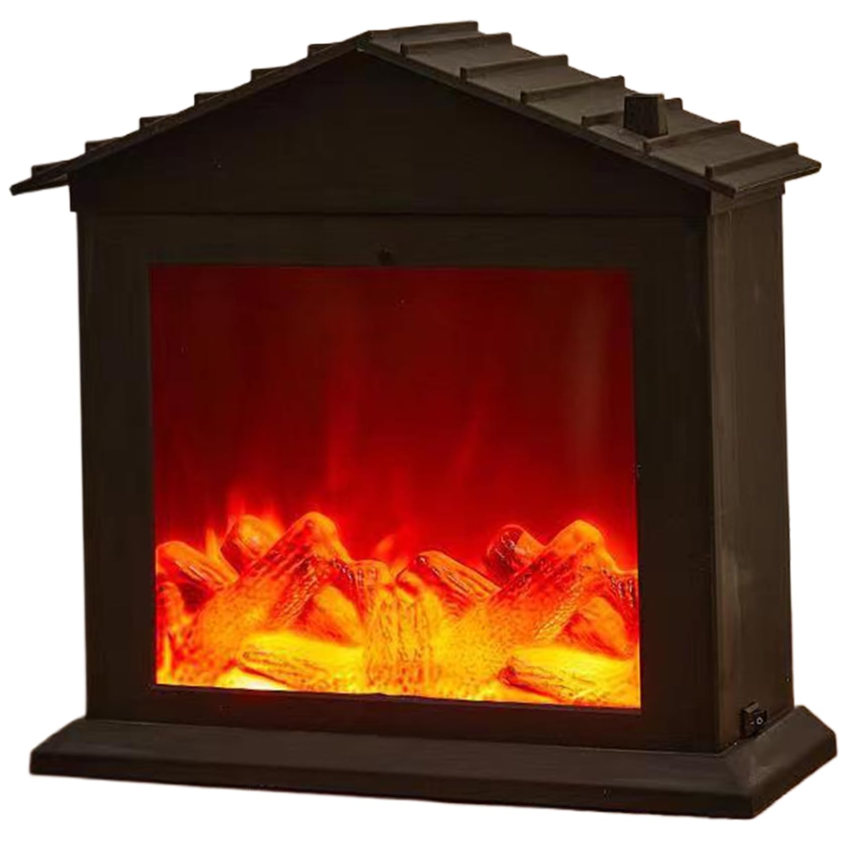 Fake Fireplace - Realistic Flameless LED Small Electric Fireplace, Battery Operated/USB Mini House Shape Decorative for Christmas Living Room, Decor LED